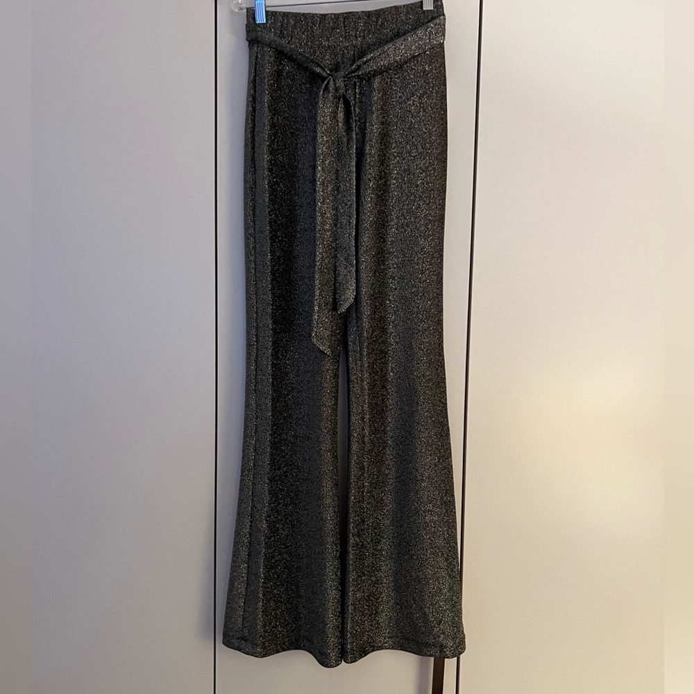 Shimmering Black Wide-Leg Pants